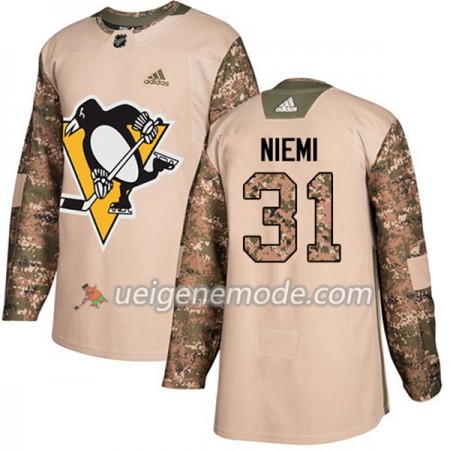 Herren Eishockey Pittsburgh Penguins Trikot Antti Niemi 31 Adidas 2017-2018 Camo Veterans Day Practice Authentic